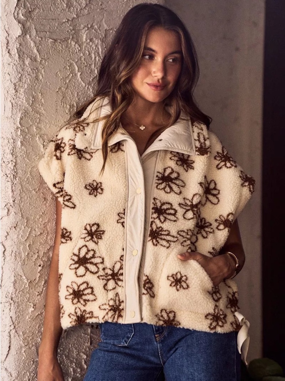 Floral Sherpa Vest